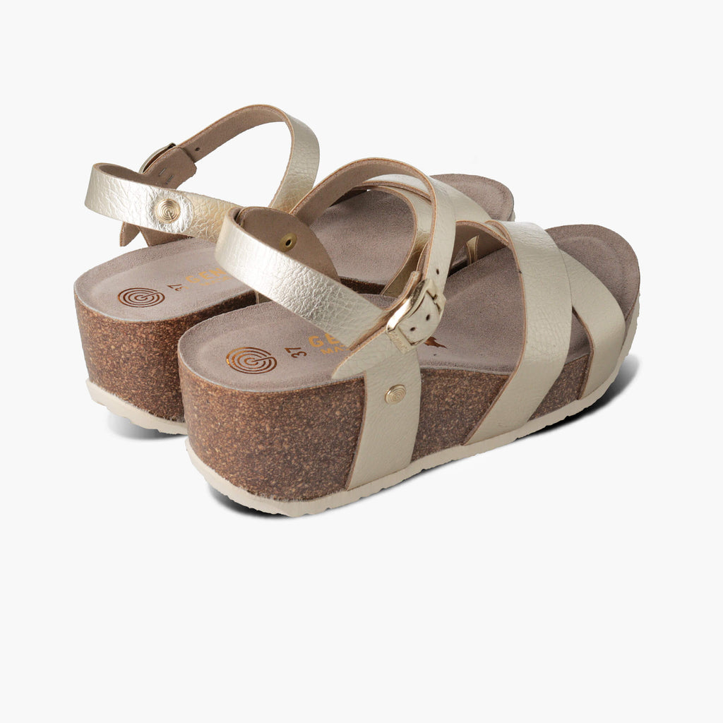 Closed Leather Sandals for Baby Girls - gold, Shoes